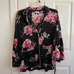Honey Punch Satin Floral Blouse